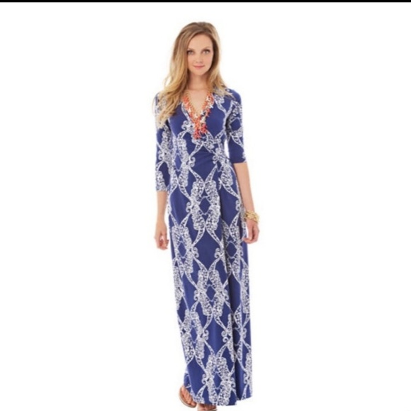 Lilly Pulitzer Dresses & Skirts - Lilly Pulitzer Yvette Maxi Dress Seahorse Lattice